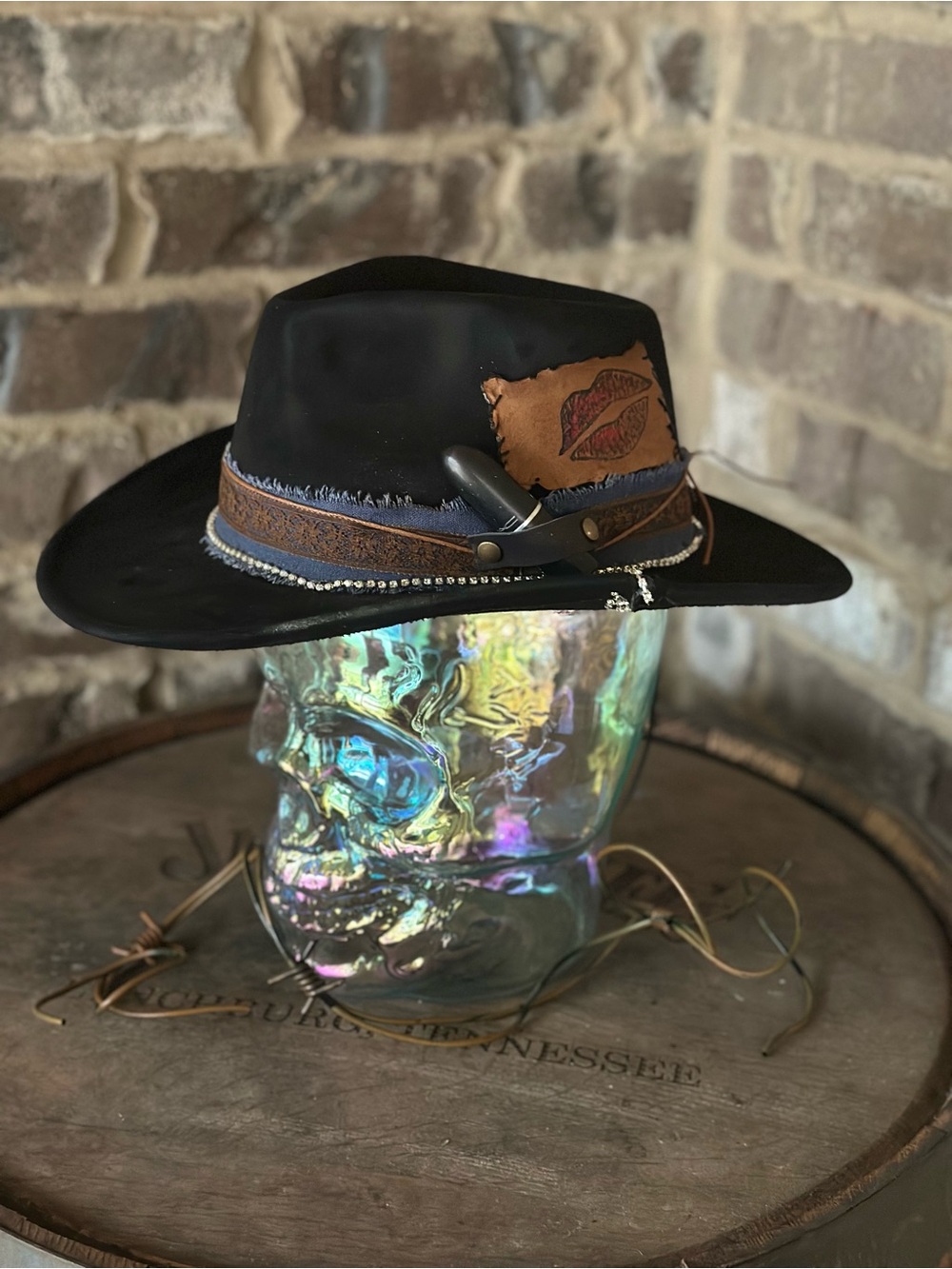 Women’s Black Leather Western cowboy Hat